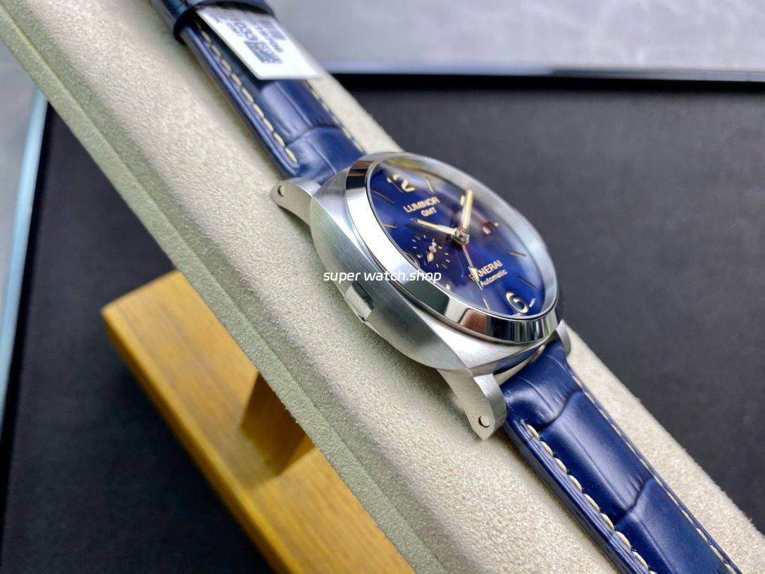 VS Factory Panerai Luminor Gmt Pam01033 44mm Steel Leather Strap Blue Dial - Image 5