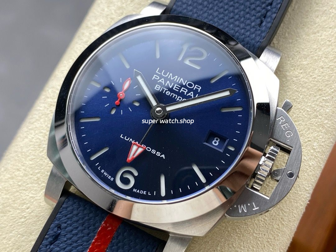 VS Factory Panerai Luminor Luna Rossa Pam01404 40mm Steel Rubber Strap Blue Dial - Image 3