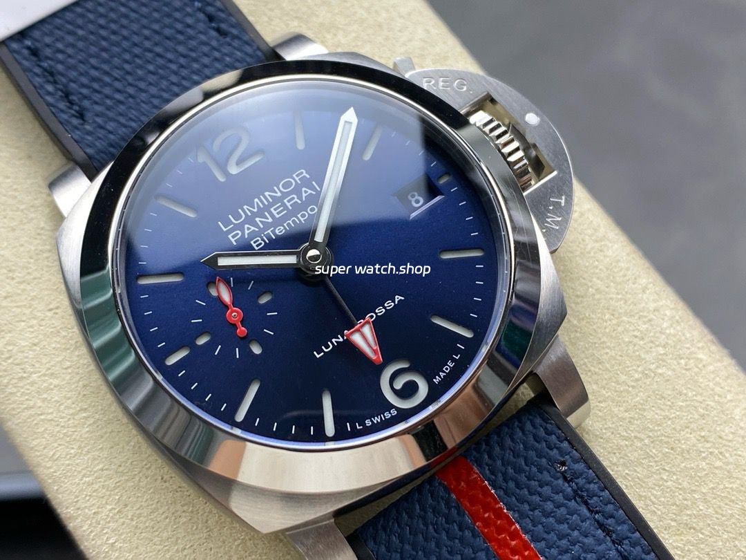 VS Factory Panerai Luminor Luna Rossa Pam01404 40mm Steel Rubber Strap Blue Dial - Image 2