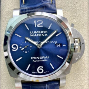 VS Factory Panerai Luminor Marina PAM 01313 44mm Steel Leather Strap Blue Dial