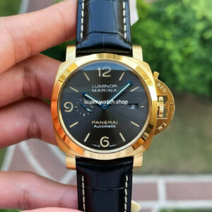 VS Factory Panerai Luminor Marina PAM01115 44mm Red Gold Leather Strap Black Dial
