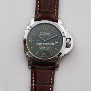 VS Factory Panerai Luminor Marina PAM01116 44mm Platinum Leather Strap Black Dial