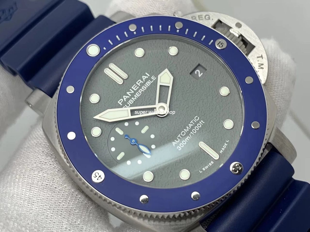 VS Factory Panerai Luminor Submersible PAM00959 42mm Steel Blue Rubber Strap Grey Dial - Image 3