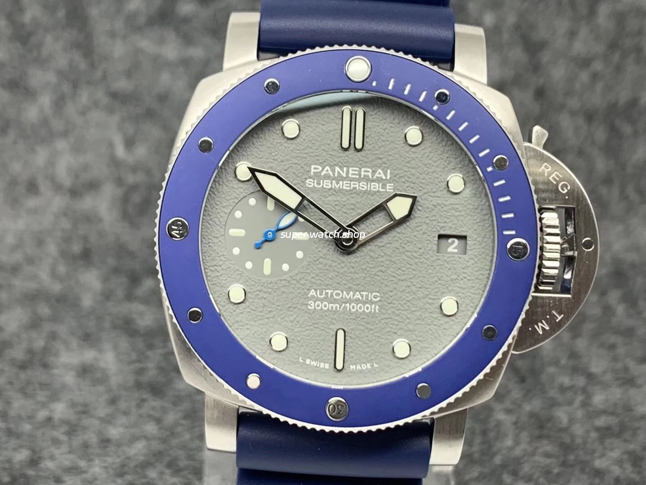 VS Factory Panerai Luminor Submersible PAM00959 42mm Steel Blue Rubber Strap Grey Dial - Image 2
