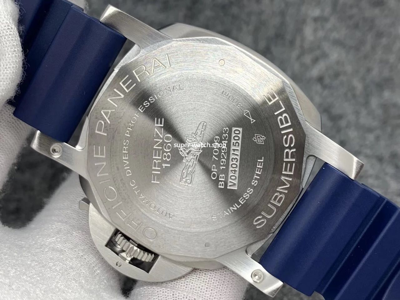 VS Factory Panerai Luminor Submersible PAM00959 42mm Steel Blue Rubber Strap Grey Dial - Image 8