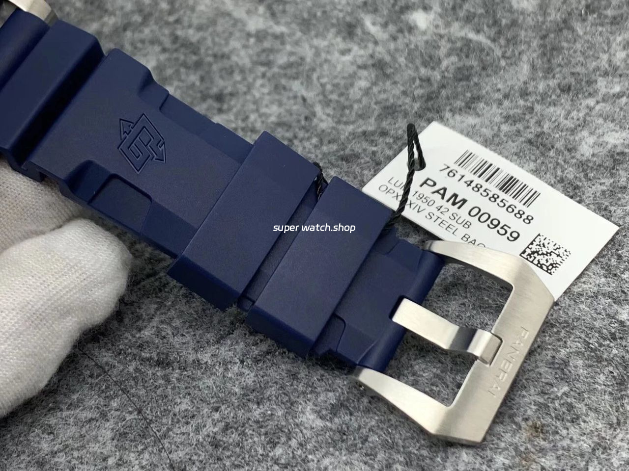 VS Factory Panerai Luminor Submersible PAM00959 42mm Steel Blue Rubber Strap Grey Dial - Image 9