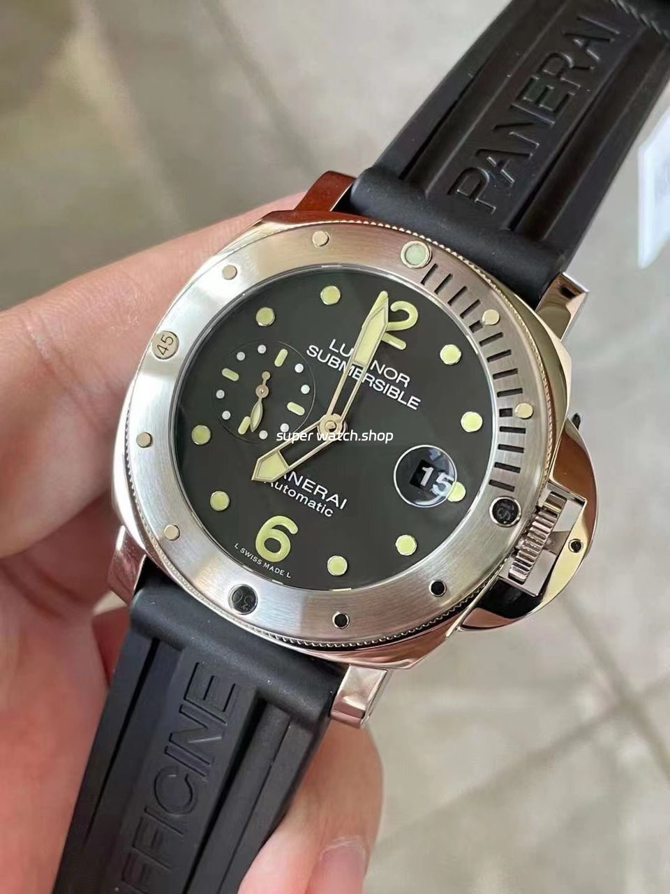 VS Factory Panerai Luminor Submersible PAM01024 44mm Steel Rubber Strap Black Dial - Image 3