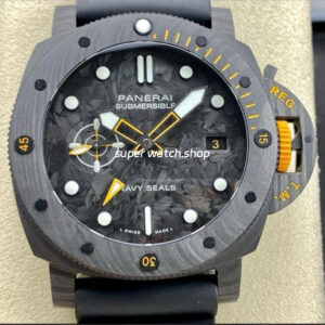 VS Factory Panerai Submersible GMT Pam 01324  44mm Black Carbon Fiber Black Rubber Strap Grey Dial