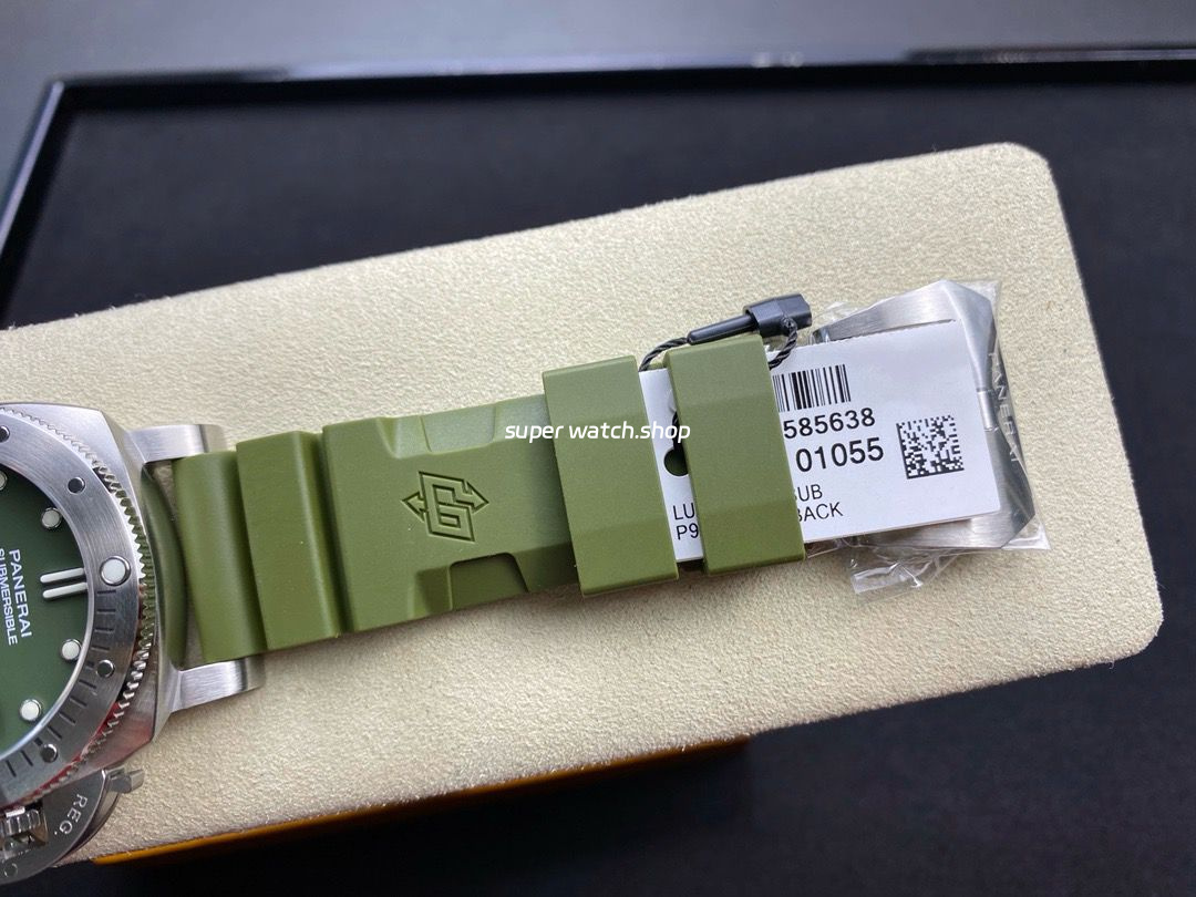 VS Factory Panerai Submersible PAM 01055 42mm Steel Verde Militare Green Rubber Strap Verde Militare Green Dial - Image 8