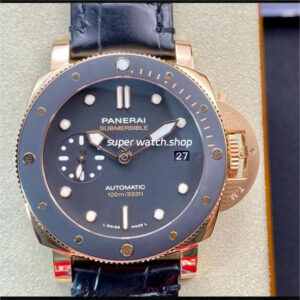 VS Factory Panerai Submersible PAM00974 42mm Rose gold Leather Strap Black Dial