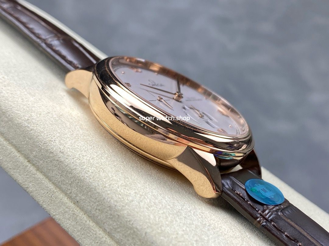 YMS Factory Omega De Ville Prestige 434.53.41.21.02.001 41mm Yellow Gold Leather Strap Roman Numerals Silver Dial - Image 5