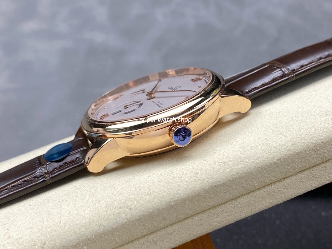 YMS Factory Omega De Ville Prestige 434.53.41.21.02.001 41mm Yellow Gold Leather Strap Roman Numerals Silver Dial - Image 6