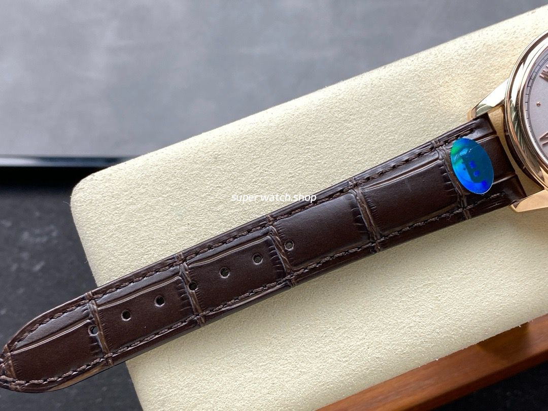 YMS Factory Omega De Ville Prestige 434.53.41.21.02.001 41mm Yellow Gold Leather Strap Roman Numerals Silver Dial - Image 9