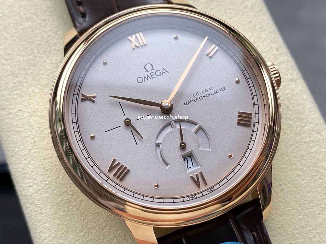 YMS Factory Omega De Ville Prestige 434.53.41.21.02.001 41mm Yellow Gold Leather Strap Roman Numerals Silver Dial - Image 2