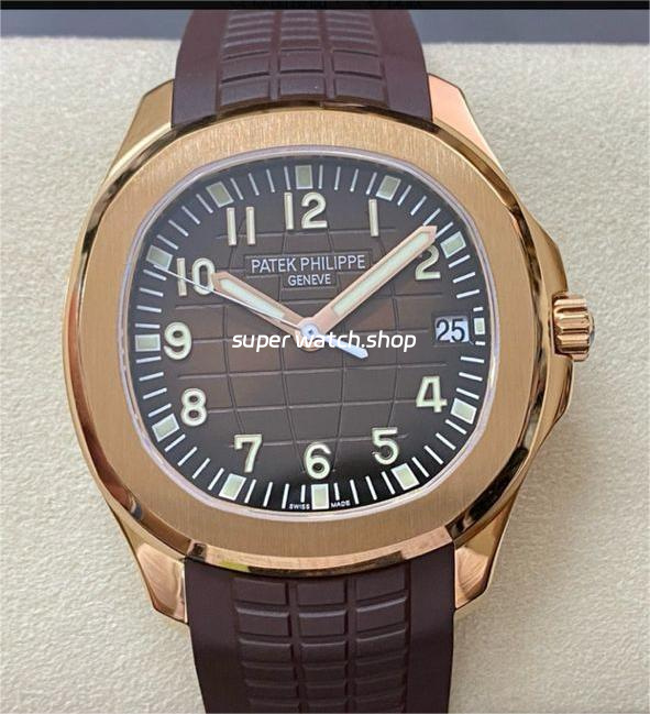 ZF Factory Patek Philippe Aquanaut 5167R-001 40mm Rose Gold Brown Rubber Strap Arabic Numerals Brown Dial