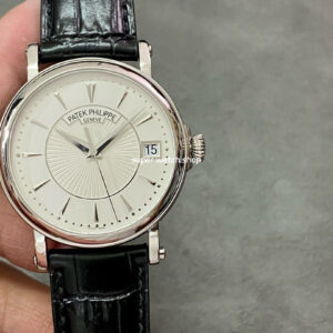 ZF Factory Patek Philippe Calatrava 5153G-010 38mm White Gold Leather Strap Silver Dial