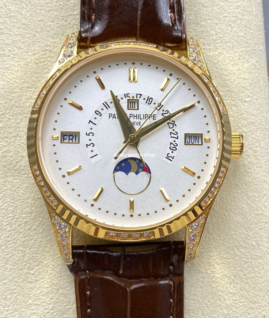 ZM Factory Patek Philippe Perpetual Calendar 5050J 40mm Yellow Gold Leather Strap White Dial