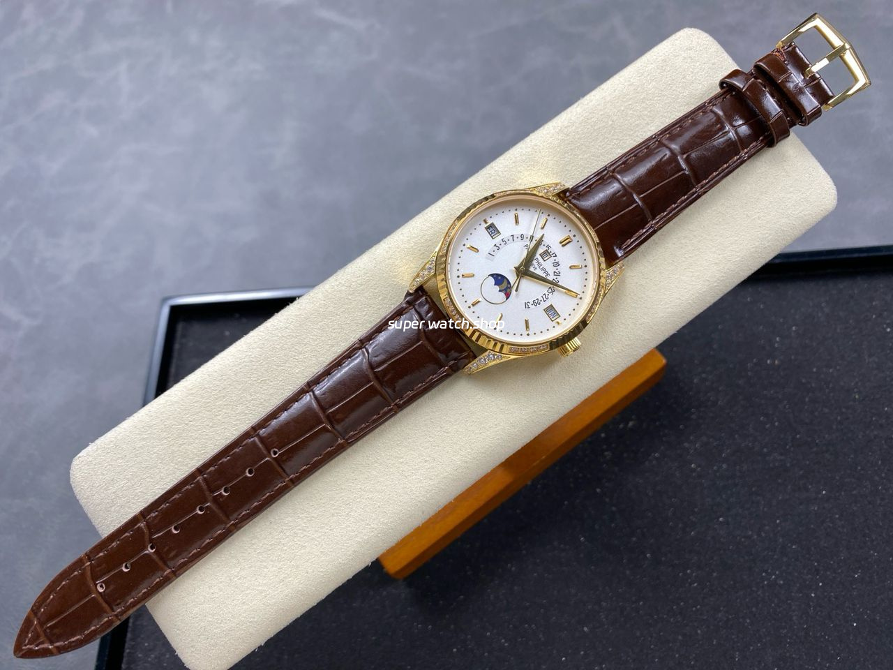 ZM Factory Patek Philippe Perpetual Calendar 5050J 40mm Yellow Gold Leather Strap White Dial - Image 4