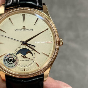 APS Factory Jaeger-LeCoultre Master Ultra Thin Moon Q1362503 Rose Gold Diamond Bezel White Dial