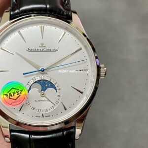 APS Factory Jaeger-LeCoultre Moon Phase Master Q1368430 39mm Steel Leather Strap White Dial