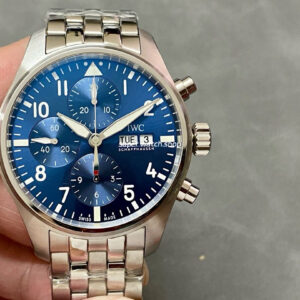 AZ Factory IWC Pilot Chronograph IW388102 41mm Full Steel Arabic Numerals Blue Dial