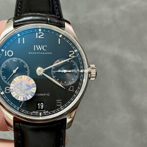 AZ Factory IWC Portuguese Automatic IW500703 42.3mm Steel Leather Strap Black Dial