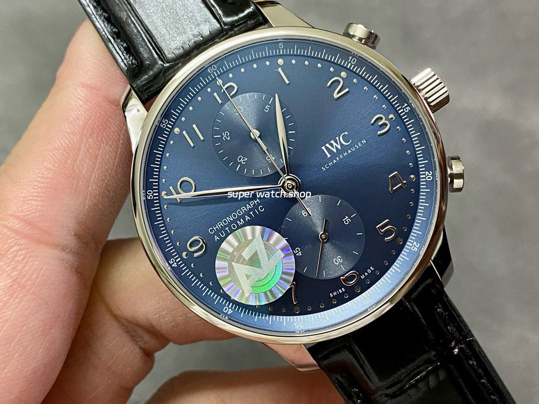 AZ Factory IWC Portuguese Chronograph IW371617 41mm Steel Leather Strap Blue Arabic Numerals Dial - Image 2
