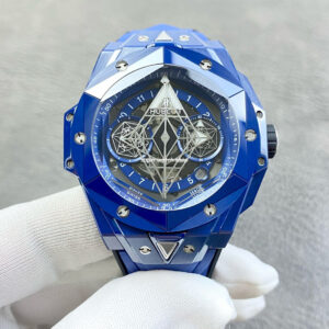 BBF Factory Hublot Big Bang Sang Bleu II 45mm 418.GX.2001.RX.MXM21 Blue Ceramics Blue Rubber Strap Blue Skeletonized Dial