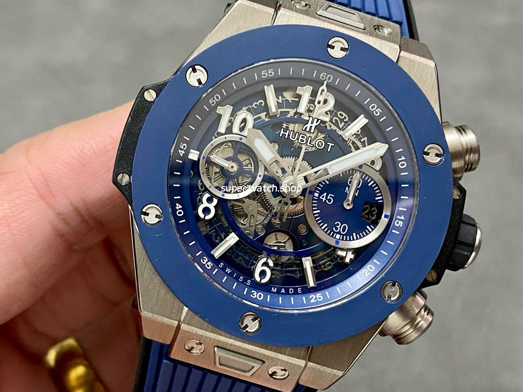 BBF Factory Hublot Big Bang Unico 42mm 441.NL.5171.RX Titanium Blue Ceramics Blue Rubber Strap Blue Skeletonized - Image 3