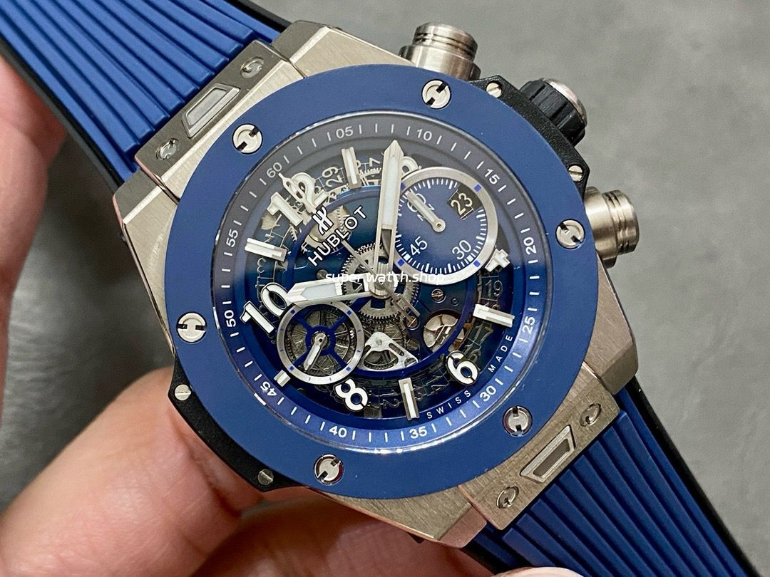 BBF Factory Hublot Big Bang Unico 42mm 441.NL.5171.RX Titanium Blue Ceramics Blue Rubber Strap Blue Skeletonized - Image 2