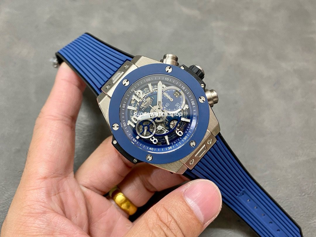 BBF Factory Hublot Big Bang Unico 42mm 441.NL.5171.RX Titanium Blue Ceramics Blue Rubber Strap Blue Skeletonized - Image 4