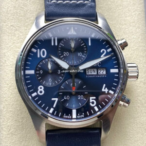 BLS Factory IWC Pilot Chronograph IW388102 41mm Leather Strap Blue Dial