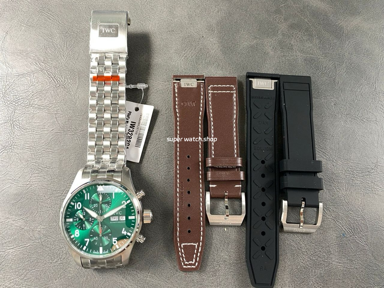BLS Factory IWC Pilot Chronograph IW388104 41mm Full Steel Strap Arabic Numerals Green Dial - Image 10