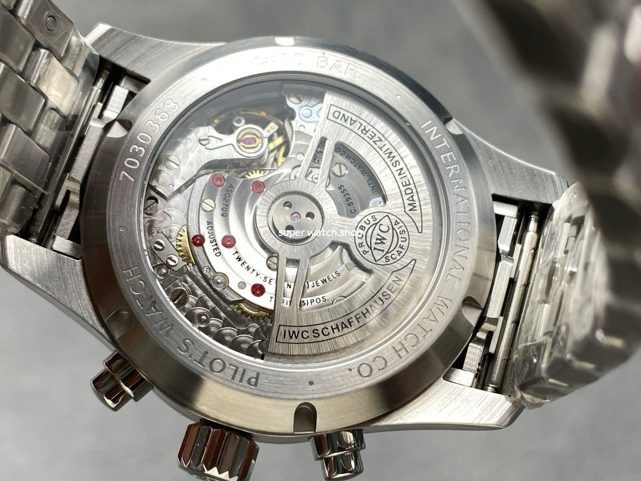 BLS Factory IWC Pilot Chronograph IW388104 41mm Full Steel Strap Arabic Numerals Green Dial - Image 7