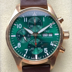 BLS Factory IWC Pilot Chronograph IW388110 41mm Leather Strap Green Dial