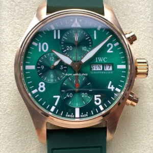 BLS Factory IWC Pilot Chronograph IW388110 41mm Rubber Strap Green Dial