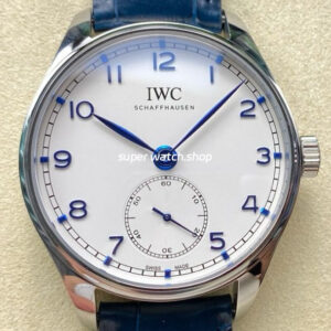 GR Factory IWC Portuguese IW358304 40mm Steel Leather Strap Arabic Numerals Silver Dial