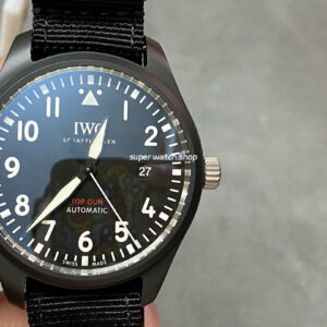 M+ Factory IWC Pilot IW326901 41mm Ceramic Textile Strap Arabic Numerals Black Dial