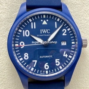 M+ Factory IWC Pilot IW328101 41mm Ceramic Rubber Strap Arabic Numerals Blue Dial
