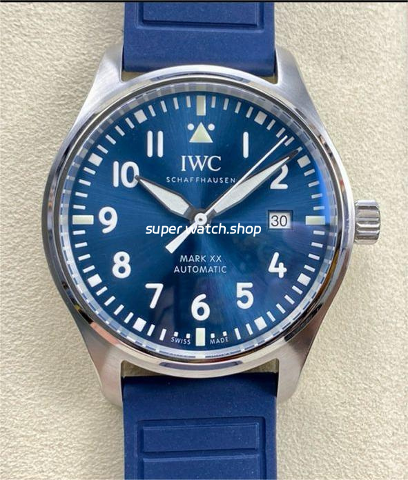 M+ Factory IWC Pilot Mark IW328203 40mm Steel Rubber Strap Arabic Numerals Blue Dial