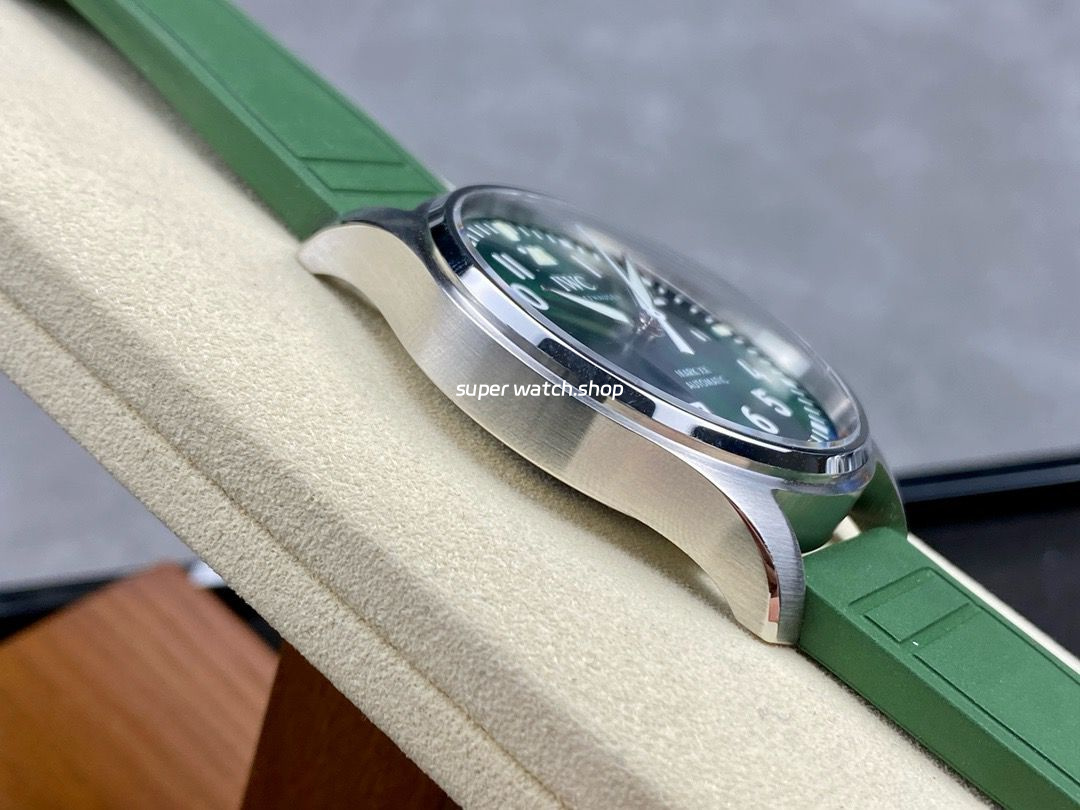 M+ Factory IWC Pilot Mark IW328205 40mm Steel Rubber Strap Arabic Numerals Green Dial - Image 5