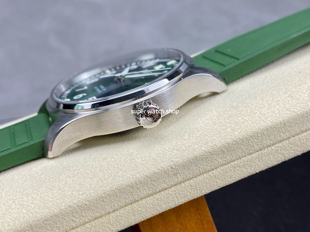 M+ Factory IWC Pilot Mark IW328205 40mm Steel Rubber Strap Arabic Numerals Green Dial - Image 6