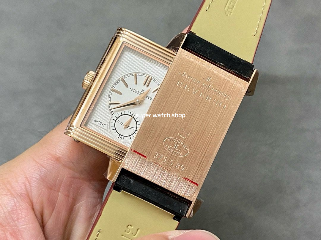 MG Factory Jaeger-LeCoultre Reverso Double-Sided Dual Time Zone Q396245J 29mm Rose Gold Leather Strap Grey Dial - Image 6