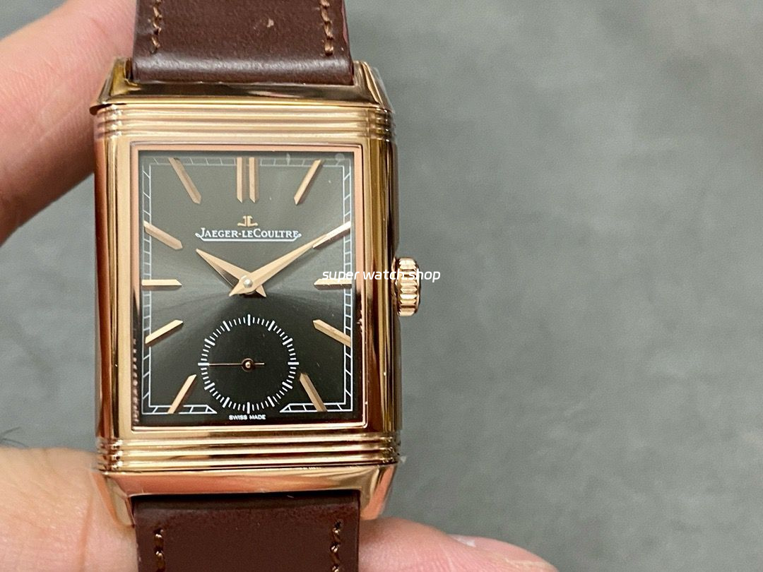MG Factory Jaeger-LeCoultre Reverso Double-Sided Dual Time Zone Q396245J 29mm Rose Gold Leather Strap Grey Dial