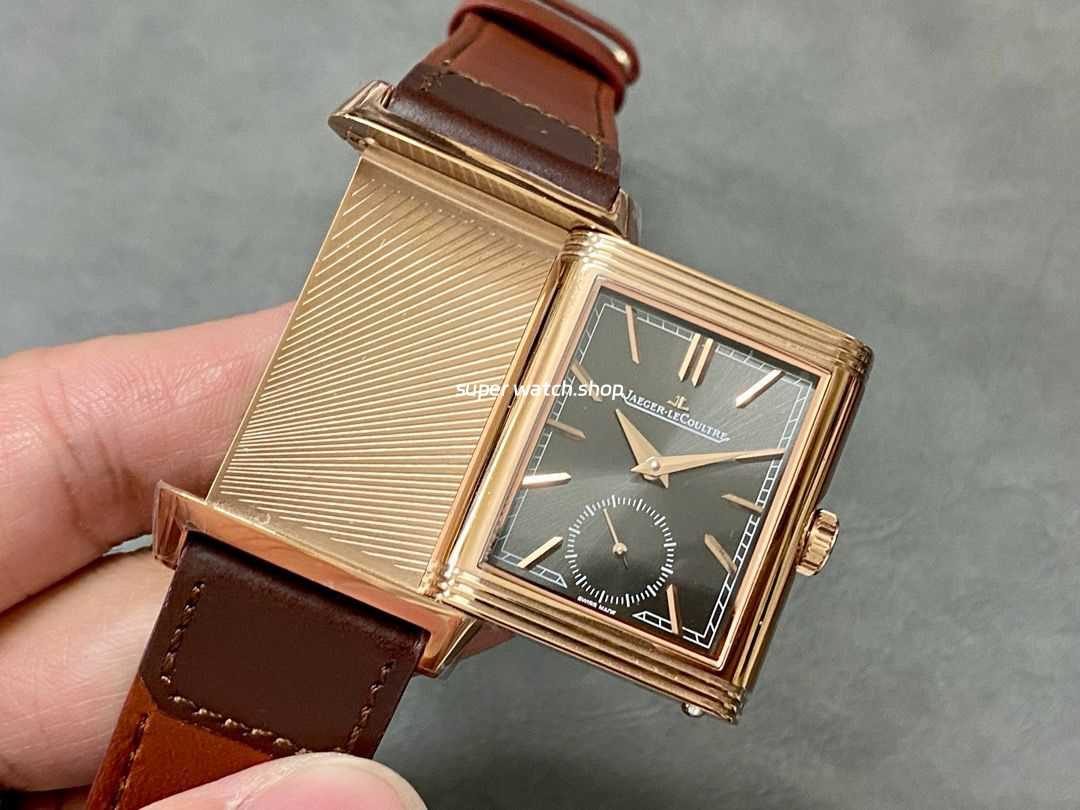 MG Factory Jaeger-LeCoultre Reverso Double-Sided Dual Time Zone Q396245J 29mm Rose Gold Leather Strap Grey Dial - Image 4