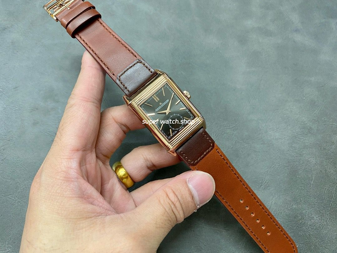 MG Factory Jaeger-LeCoultre Reverso Double-Sided Dual Time Zone Q396245J 29mm Rose Gold Leather Strap Grey Dial - Image 3