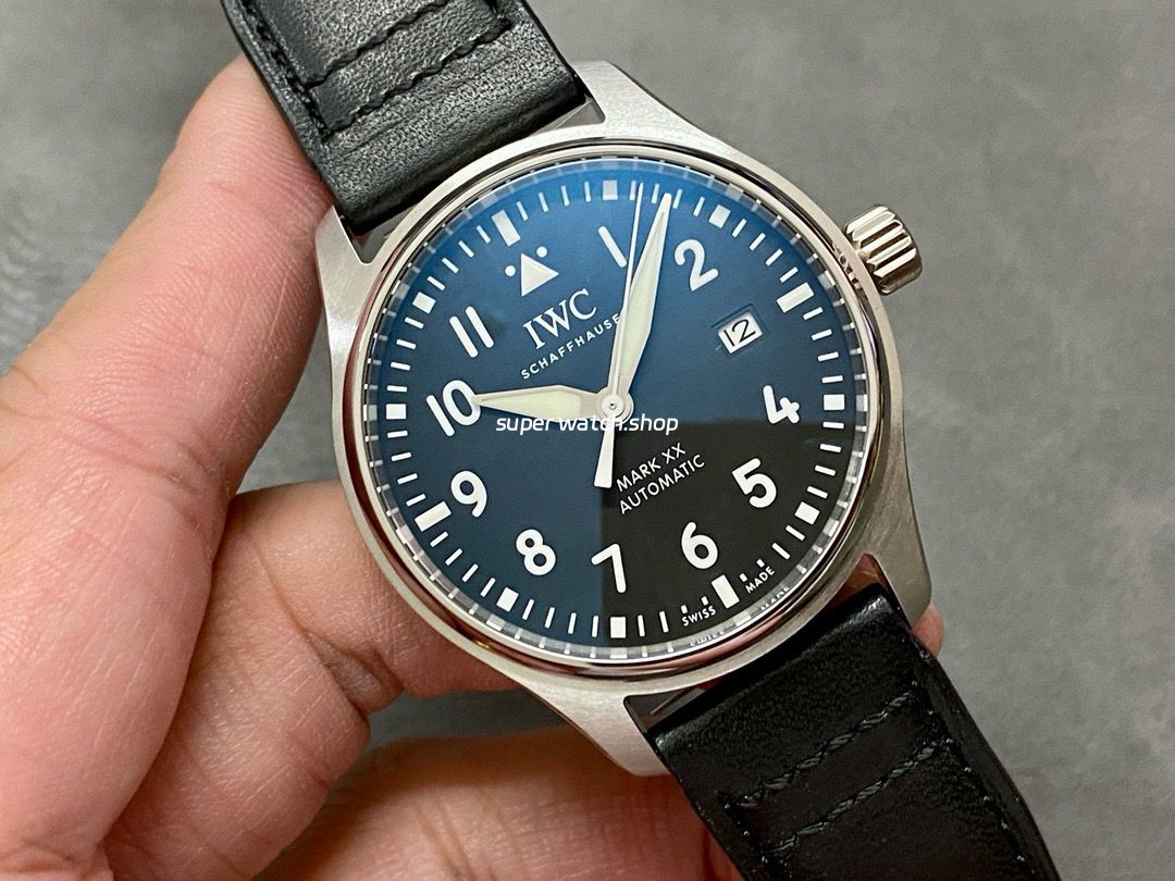 MKS Factory IWC Pilot MarkXX IW328201 40mm Steel Leather Strap Black Arabic Numerals Dial - Image 2