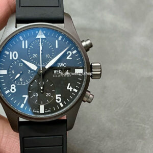 TW Factory IWC Pilot Chronograph Top Gun IW388106 41mm Titanium Rubber Strap White Arabic Numerals Black Dial