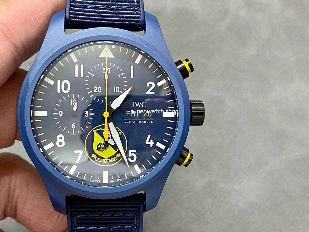 TW Factory IWC Pilot Chronograph Top Gun IW389109 44.5mm Ceramic Blue Rubber Strap Arabic Numerals Blue Dial