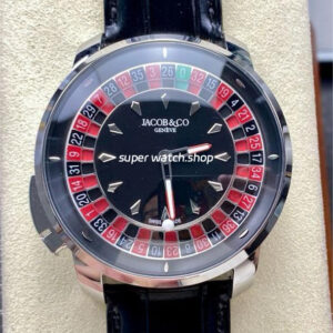 TW Factory Jacob & Co. Casino CA100.40.AA.AA.ABALA 44mm Steel Leather Strap Black Dial
